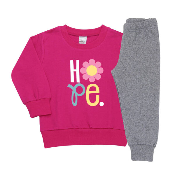 Σετ φόρμες φούξια πάνω γκρι κάτω με σταμπα hope μαργαρίτα